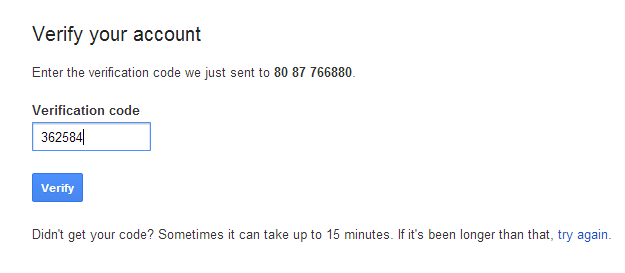 Enter Verification code