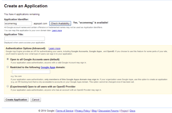 Create an application